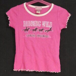 COWGIRL HARDWARE | size 4 | Running Wild Cowgirl Hardware Pink Graphic Tee